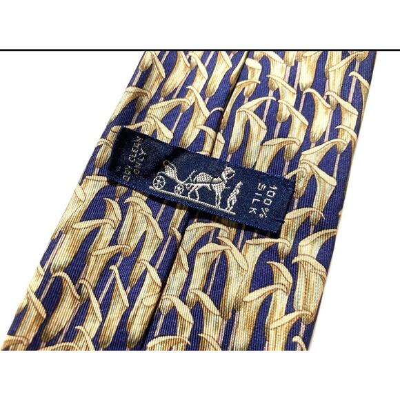 HERMES VINTAGE JACK IN THE PULPIT FLOWER TIE PLANT NATURE HIGH END FRANCE BLUE - Picture 10 of 12